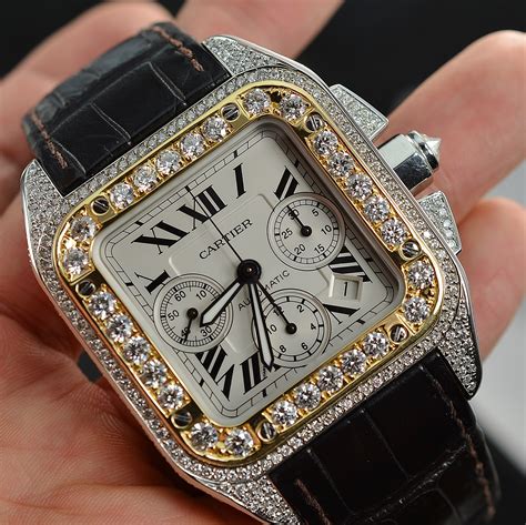 diamond cartier watch mens|cartier diamond watch men's gold.